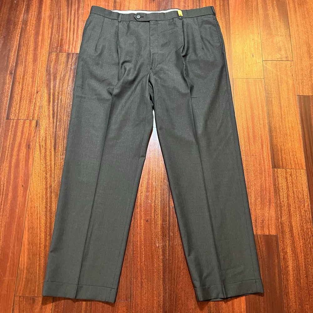 Brooks Brothers Loro Piana Wool Dress Pants Mens 42x32 Gray Pleated Luxury READ